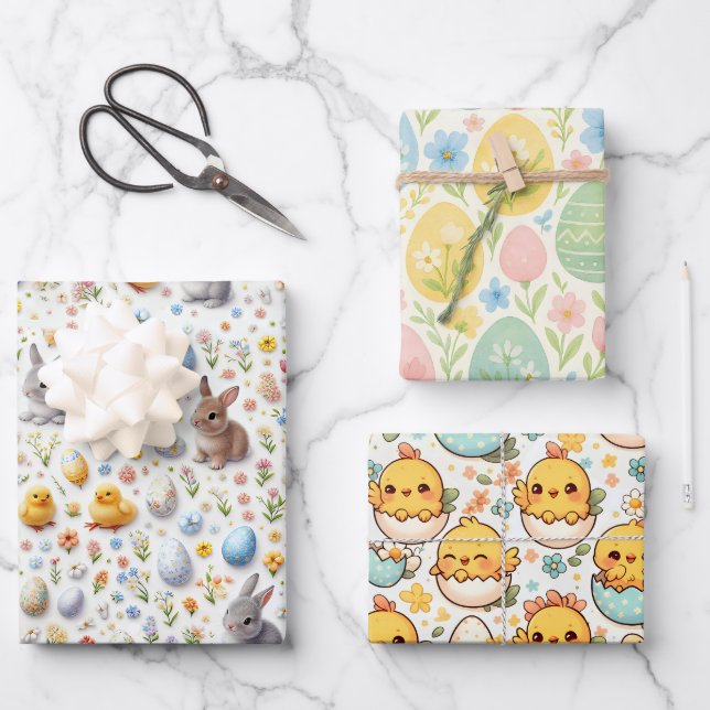 Oster-Geschenkpapier - Kinder Geschenkpapier Set (Vorderseite)