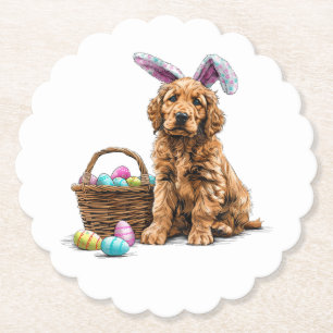 Oster-Golden-Retriever-Welpe-Hasenohren Untersetzer