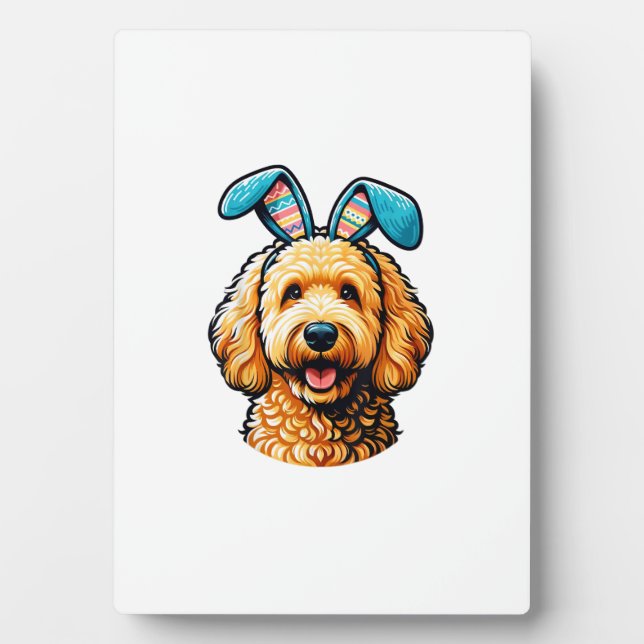 Oster-Goldendoodle-Hund mit Hasenohren, Ostern Fotoplatte (Vorderseite)