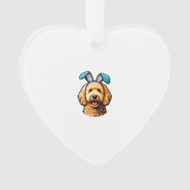 Oster-Goldendoodle-Hund mit Hasenohren, Ostern Ornament (Vorderseite)