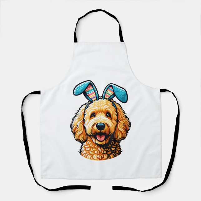 Oster-Goldendoodle-Hund mit Hasenohren, Ostern Schürze (Vorderseite)