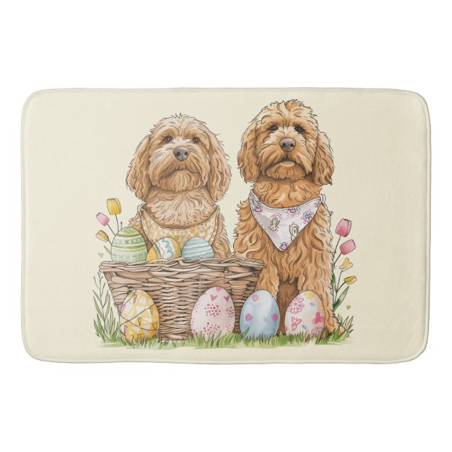 Oster-Goldendoodle-Hunde Badematte (Vorderseite)