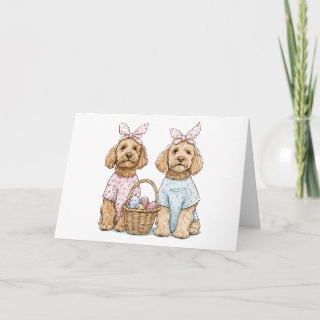 Oster-Goldendoodle-Hunde Karte (Vorderseite)