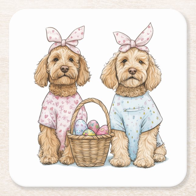 Oster-Goldendoodle-Hunde Rechteckiger Pappuntersetzer (Vorderseite)