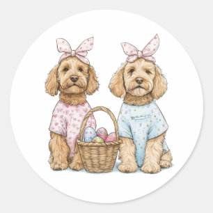 Oster-Goldendoodle-Hunde Runder Aufkleber