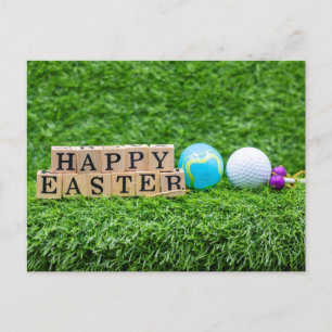 Oster-Golfball und Ostereier für Golfer Feiertagspostkarte