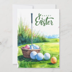 Oster-Golfbälle und Eier-Dose Golfplatz Feiertagskarte