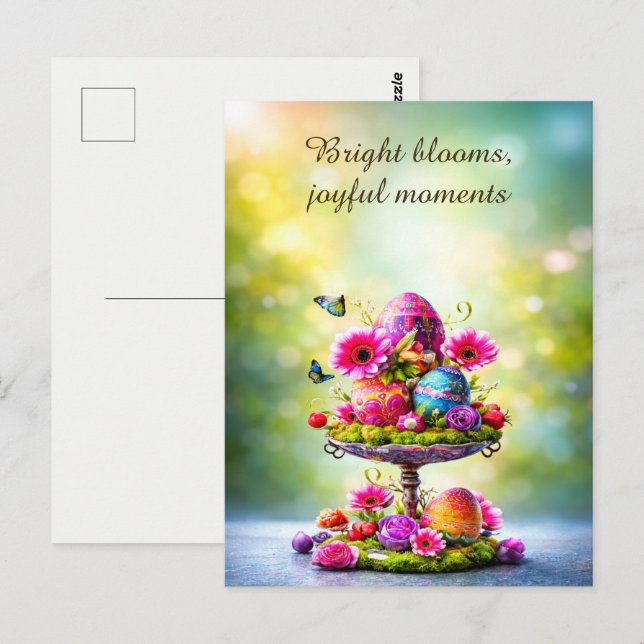 Oster-Grußkarte Helle Blumen Frühling Postkarte (Vorne/Hinten)