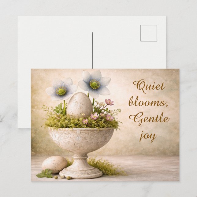 Oster-Grußkarte Minimale Floral Frühling Postkarte (Vorne/Hinten)