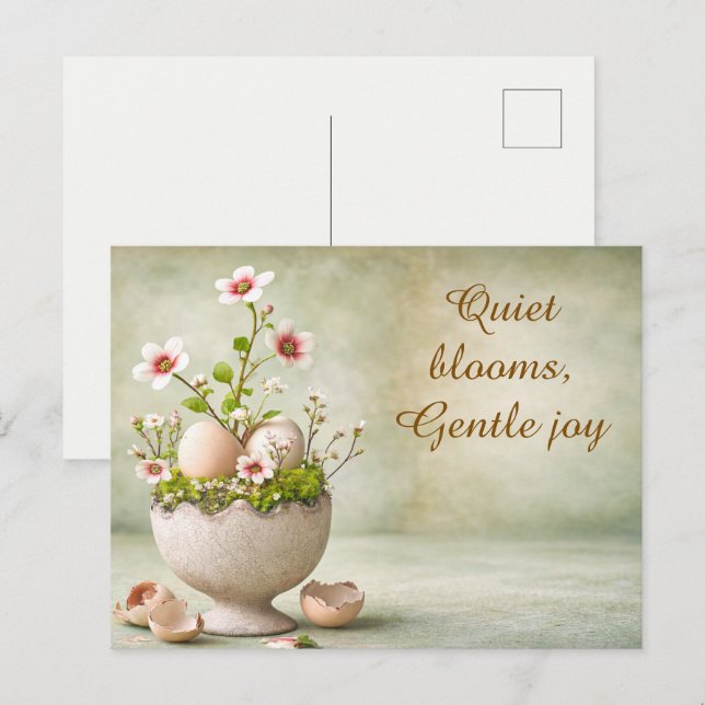 Oster-Grußkarte Minimale Floral Frühling Postkarte (Vorne/Hinten)