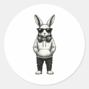 Oster-Hasen-Sonnenbrille Ostertag Hase Männer Jung Runder Aufkleber