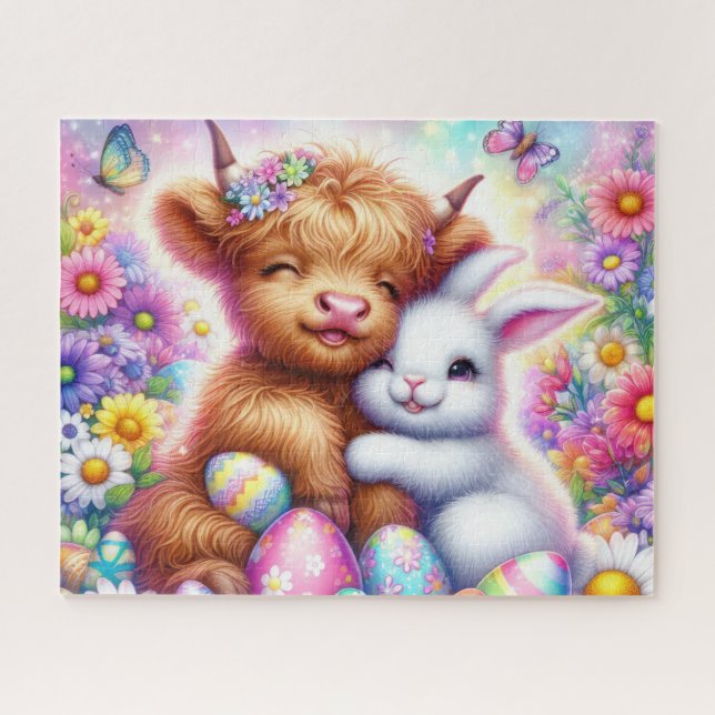 Oster Highland-Rind Osterhase Puzzle (Horizontal)