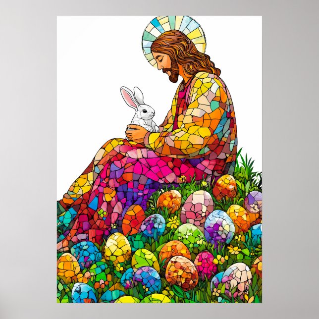 Oster Jesus Rabbit Ei Jagd lebendig Poster (Vorne)