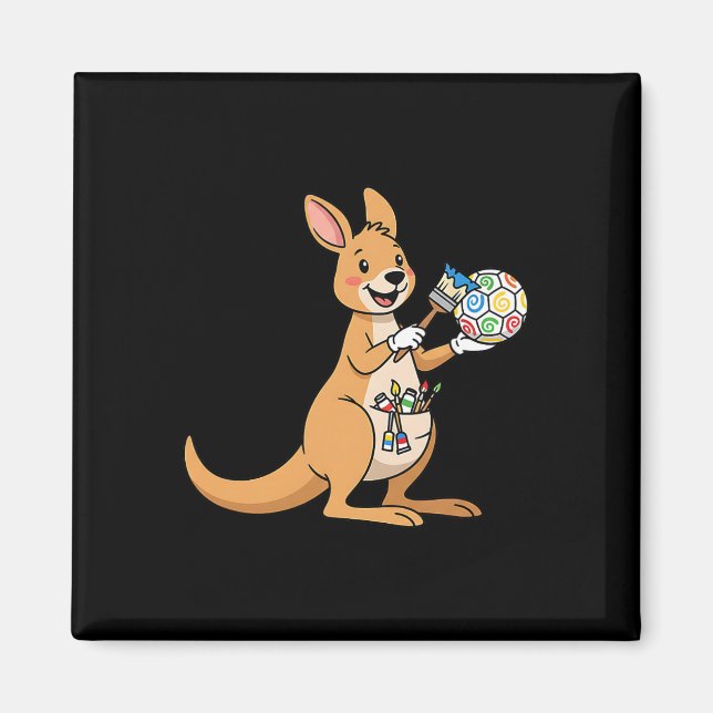 Oster-Känguru malt bunte Eier Kunst für Kinder Magnet (Vorne)