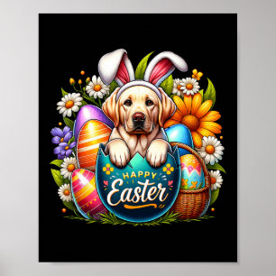 Oster-Labrador-Welpe Floral Ostern Bunte Eier Poster