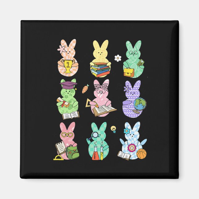 Oster-Lehrer-Hase Frohe Ostern Ei Retro-Lehrer Magnet (Vorne)