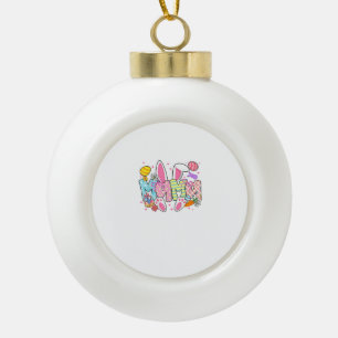 Oster-Mama-Hasen-Ohren Koketter Bogen Osterhase Keramik Kugel-Ornament