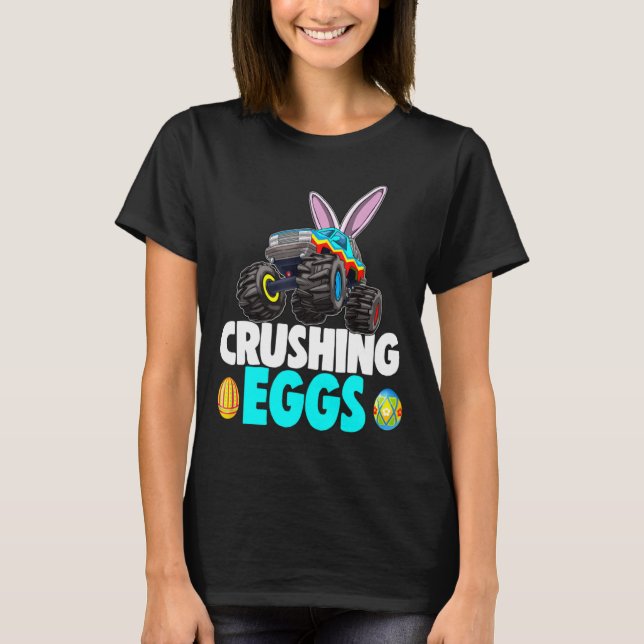 Oster-Monstertruck-Junge zerquetscht Ei T-Shirt (Vorderseite)