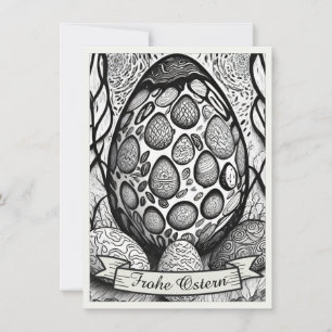 Oster Motiv Monochrom-Cartoon mit Ostereiern 25024