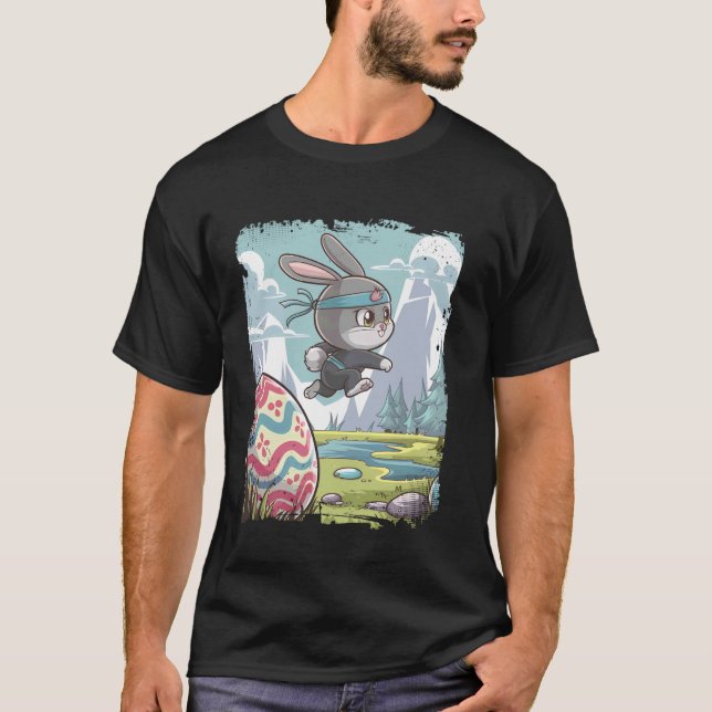 Oster-Ninja-Hasen-Eiersuche T-Shirt (Vorderseite)