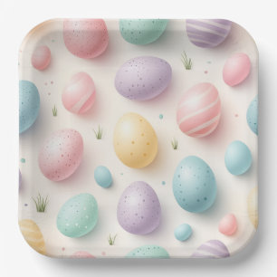 Oster-Papierpartyplatte mit Pastell-Eiern Pappteller