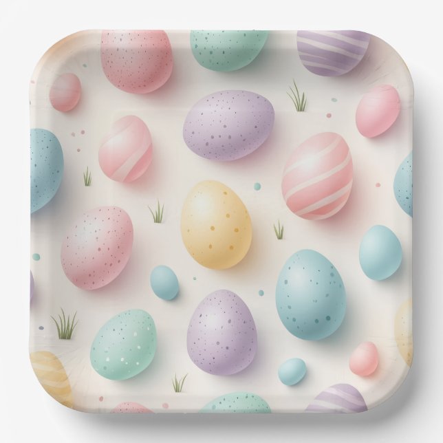 Oster-Papierpartyplatte mit Pastell-Eiern Pappteller (Vorderseite)