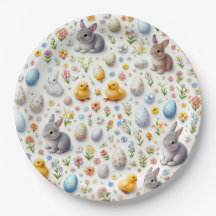 Oster-Papierplatten – Hasen, Eier, Küken