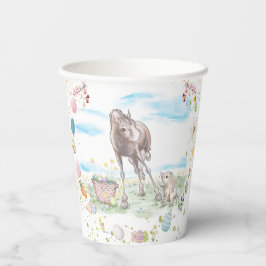 Oster Pappbecher mit Pferd und Osterhase