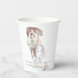 Oster Party mit Pferd und Osterhase, pappgeschirr Pappbecher