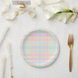 Oster-Pastell-Karo-Party-Papierplatten Pappteller