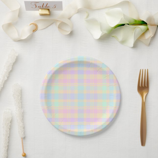 Oster-Pastell-Karo-Party-Papierplatten Pappteller (Hochzeit)