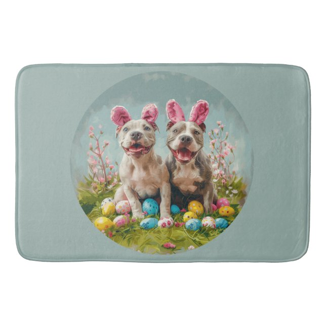 Oster-Pit-Bull-Hunde Badematte (Vorderseite)