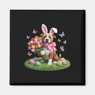 Oster-Pitbull-Hundemutter Frühhling Osterhase Tulp Magnet