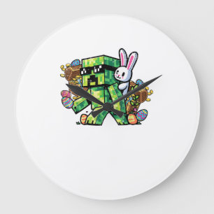 Oster-Pixel-Gamer-Hase Gaming Kleinkind Jungen Kin Große Wanduhr
