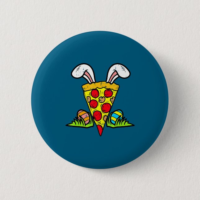 Oster-Pizzascheibe Hasenohren lustiger Snack Essen Button (Vorderseite)