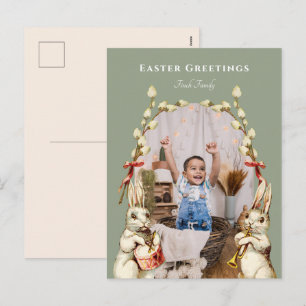 Oster-Postkarte mit Foto einer Marschkapelle Feiertagspostkarte
