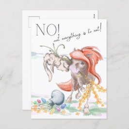 Oster Postkarte mit Pferd und Hase, lustige Tiere