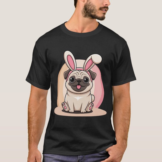 Oster-Pug-Häschen T-Shirt (Vorderseite)