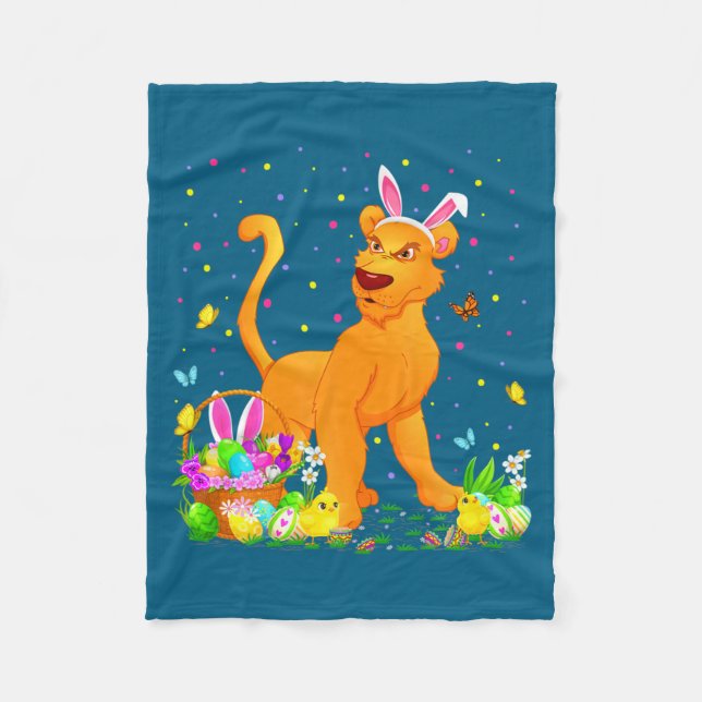 Oster-Puma-Hase-Eierjagd-Illustration Fleecedecke (Vorderseite)