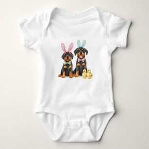 Oster-Rottweiler-Hunde-Hasenohren Baby Strampler
