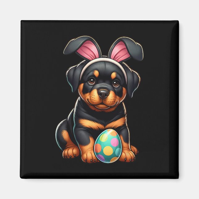Oster-Rottweiler-Hunde-Tierliebhaber-Hasen-Ei-Eier Magnet (Vorne)