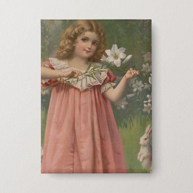 Oster-Schönheiten, Vintage-Illustration, 1898 Button (Vorderseite)