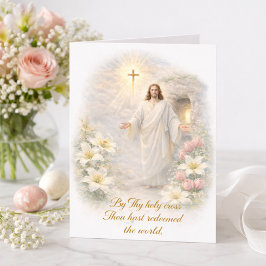 Oster-Schrift Auferstandener Christus Floral Feiertagskarte