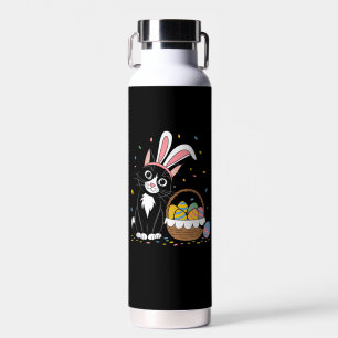 Oster-Schwarze-Katze Smoking-Hase Hasenohren Eier Trinkflasche
