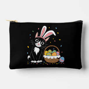 Oster-Schwarze Katze Smoking Kaninchen Hase Ohren Zubehörtasche