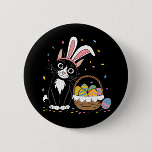 Oster-Schwarze Katze Smoking Kaninchen Hasenohren Button