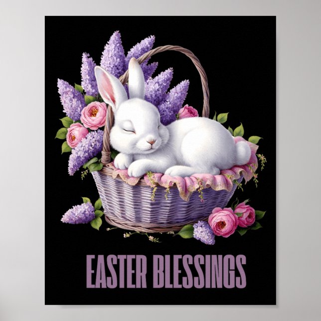 Oster-Segen-Hasen-Blumenkorb-Freude  Poster (Vorne)