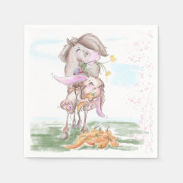 Oster Servietten mit Pferd und Osterhase