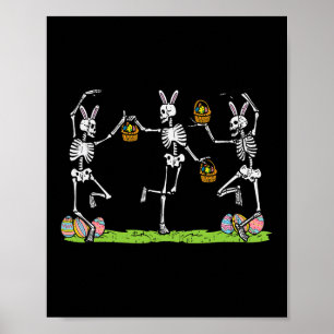 Oster Skelette Tanzende Lustige Hasenknochen Fraue Poster
