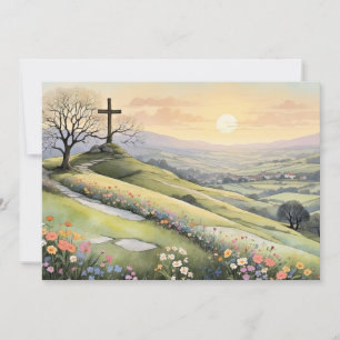 Oster-Sonnenaufgang-Kunstillustration Feiertagskarte